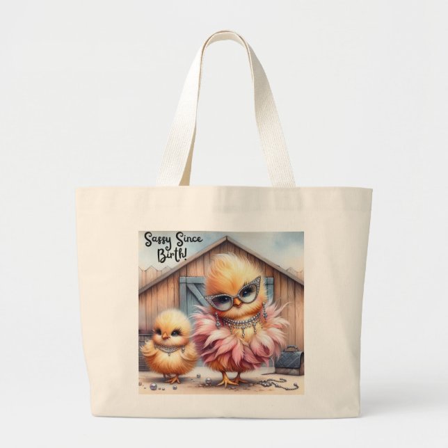 "Sassy Since Birth" Chicken Tote Bag (Front)