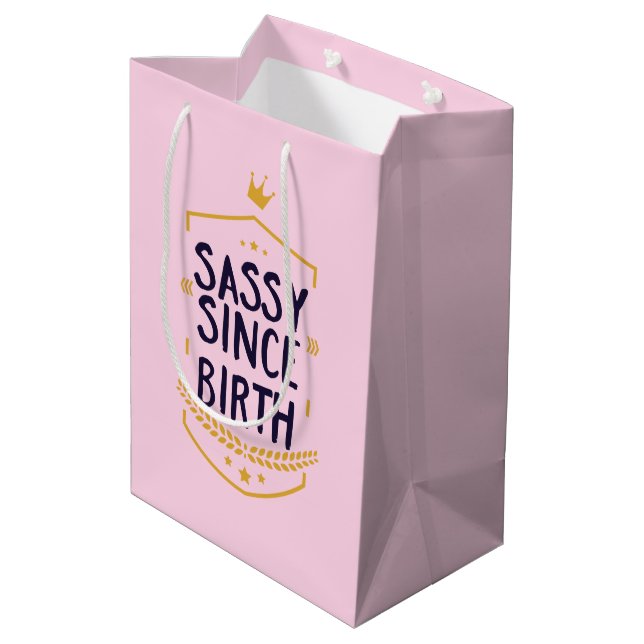 Sassy Since Birth Humourous Name Funny Attitude Medium Gift Bag (Back Angled)