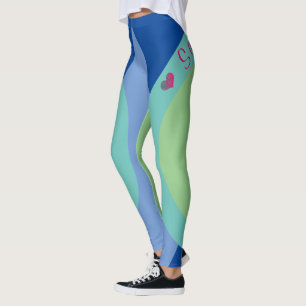 Sassy Smart Script Geometric Blue Green Leggings