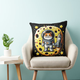 Sassy Space Cat: Cheese Moon Quest Cushion