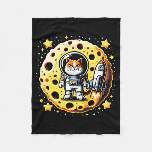 Sassy Space Cat: Cheese Moon Quest Fleece Blanket