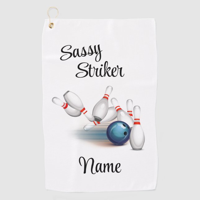 Sassy Strike Personalised Bowling Towel (Front)