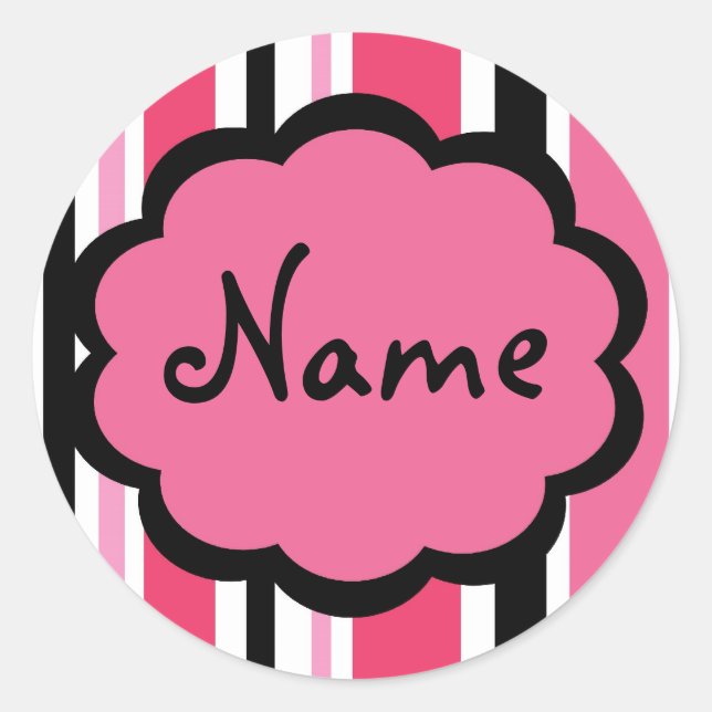 Sassy Stripe Pink and Black Sticker (Front)