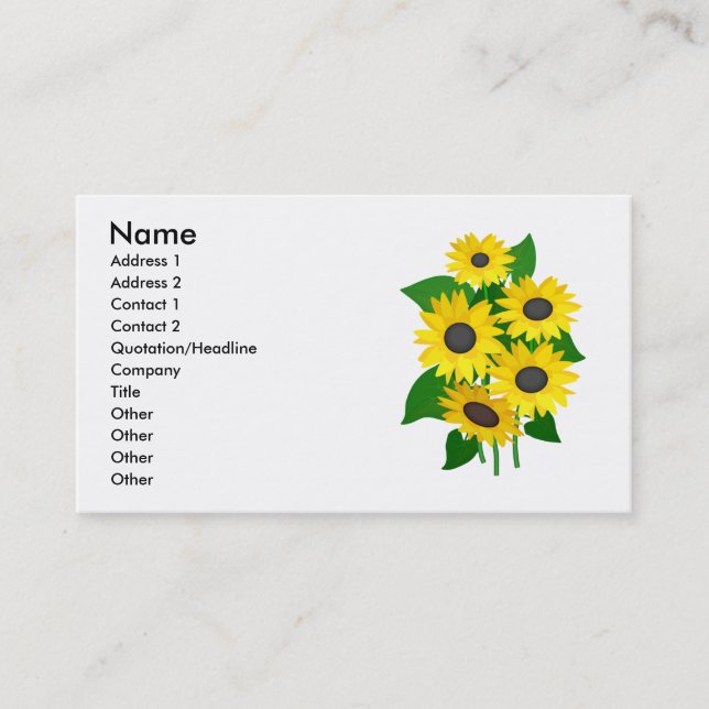 Sassy Sunflowers Business Cards (Front)