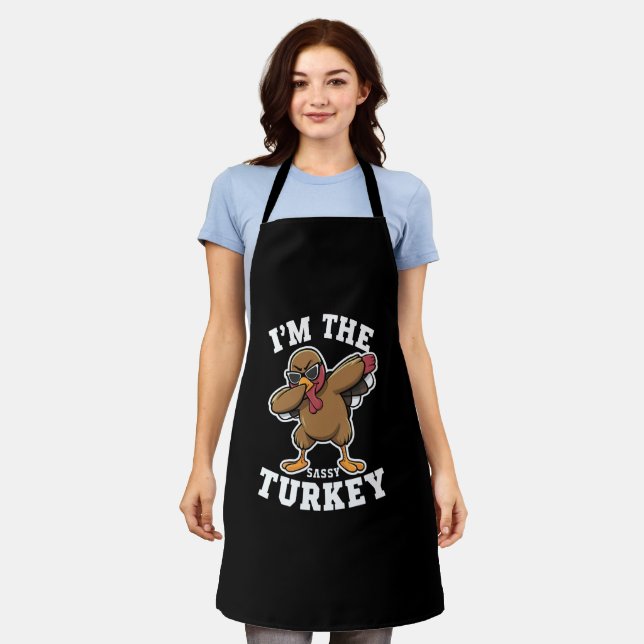 Sassy Turkey Matching Family Thanksgiving Party  Apron (Worn)