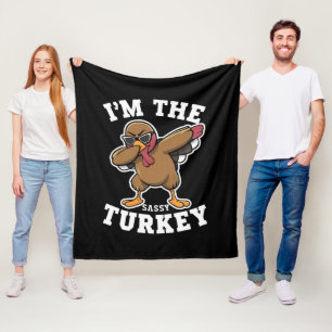 Sassy Turkey Matching Family Thanksgiving Party Fleece Blanket