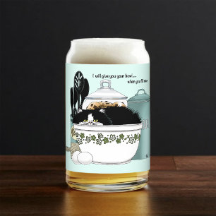 Sassy Tuxedo Cat Vintage Bowl Aqua Retro Kitchen  Can Glass