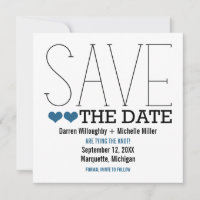 Sassy Typography Save the Date Invite, Blue