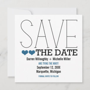 Sassy Typography Save the Date Invite, Blue