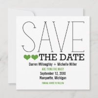 Sassy Typography Save the Date Invite, Green