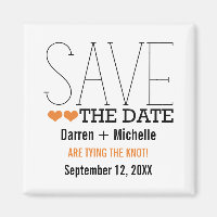 Sassy Typography Save the Date Magnet, Orange
