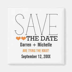 Sassy Typography Save the Date Magnet, Orange Magnet