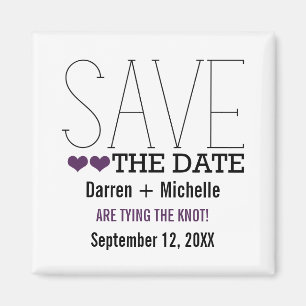 Sassy Typography Save the Date Magnet, Purple Magnet