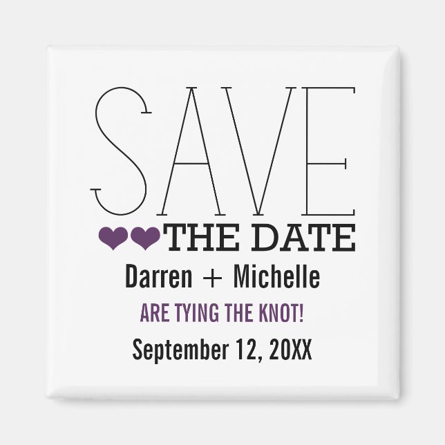 Sassy Typography Save the Date Magnet, Purple Magnet (Front)
