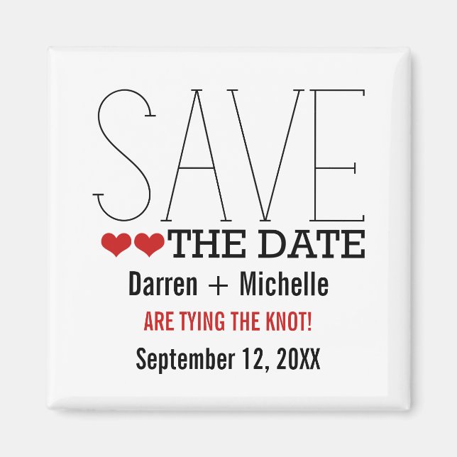 Sassy Typography Save the Date Magnet, Red Magnet (Front)