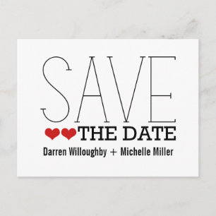 Sassy Typography Save the Date Postcard, Red Announcement Postcard