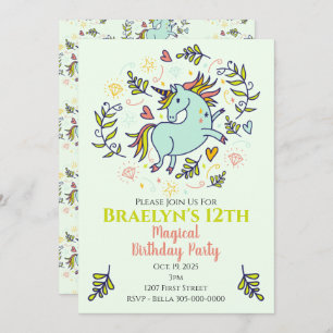 Sassy Unicorn Magical Birthday Invitation