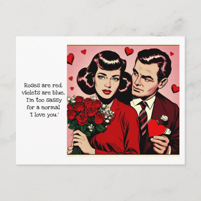 Sassy Vintage Comic Valentine with quote Postcard (Front)