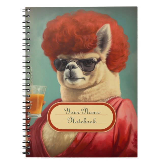 Sassy Vintage Funny Llama Spiral Notebook (Front)
