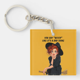 Sassy Witch Halloween Design Key Ring