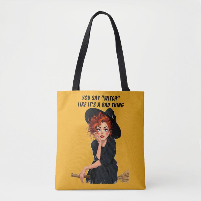 Sassy Witch Halloween Design Tote Bag (Front)