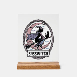 Sassy Witch Shirt Vintage Halloween Art_1 Acrylic Sign