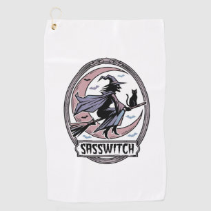 Sassy Witch Shirt Vintage Halloween Art_1 Golf Towel