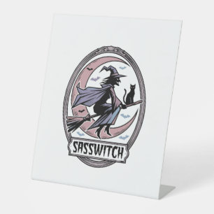Sassy Witch Shirt Vintage Halloween Art_1 Pedestal Sign