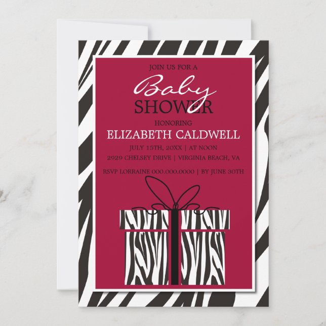 Sassy Zebra Baby Shower Invitation (Front)