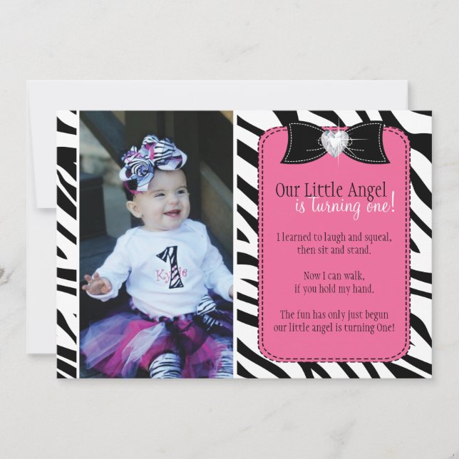 Sassy Zebra Birthday Party Invitation (Front)