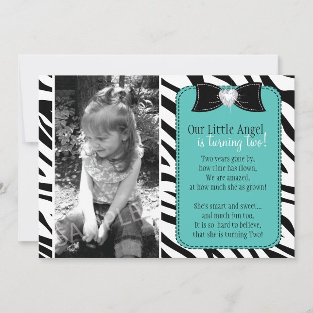 Sassy Zebra Birthday Party Invitation (Front)