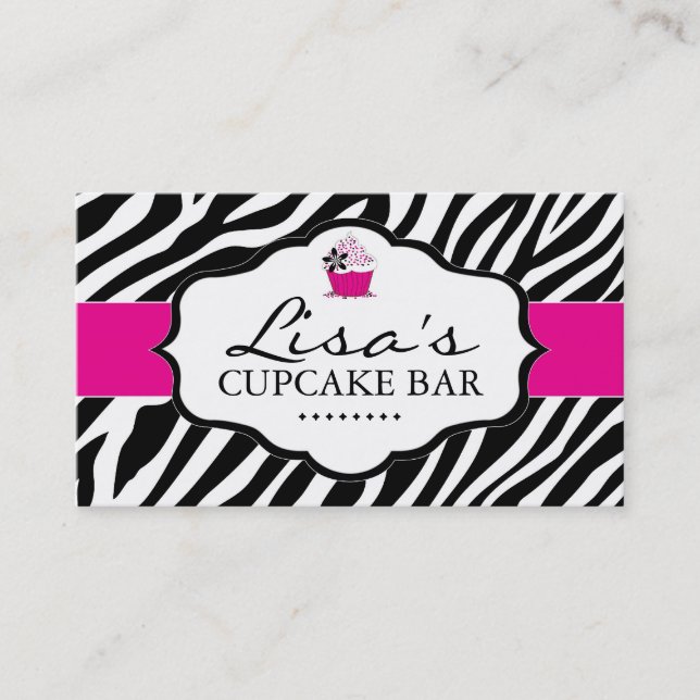 Sassy Zebra Cupcake Business Card (Front)