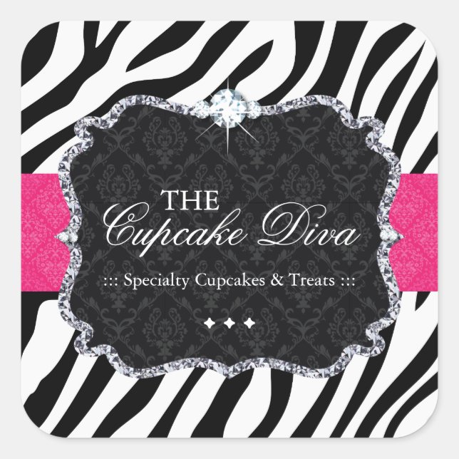 Sassy Zebra Cupcake - Packaging Stickers (Front)