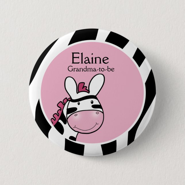 SASSY ZEBRA DIVA NAME TAG Personalised Button (Front)
