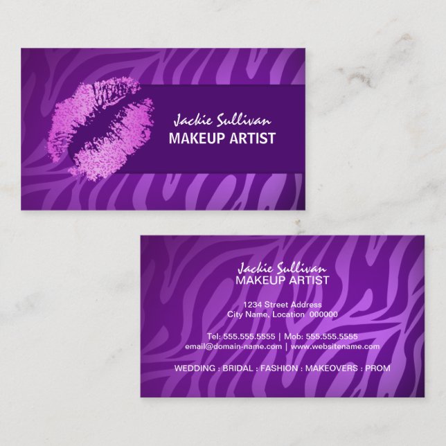 Sassy Zebra Makeup Artist Business Card (Front/Back)