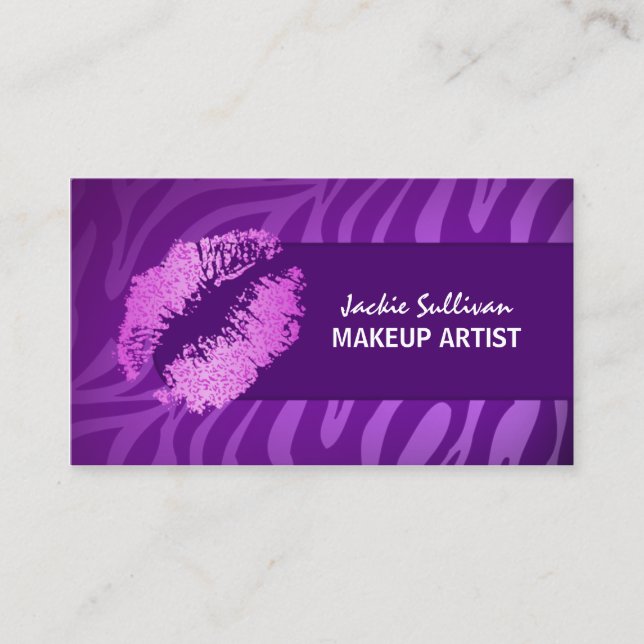 Sassy Zebra Makeup Artist Business Card (Front)