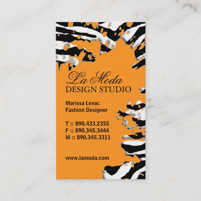 Sassy Zebra Print  Business Card (Front)