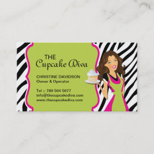 Sassy Zebra Stripe Bakery Business Card