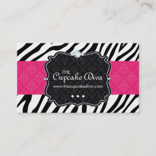 Sassy Zebra Stripe Cupcake Business Card