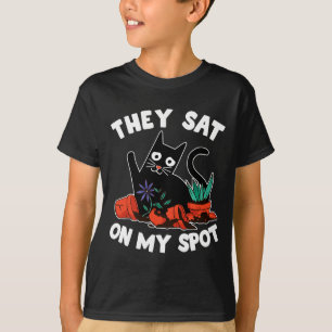 Sat On Spot Broken Pots Gardener Funny Cat Lovers T-Shirt