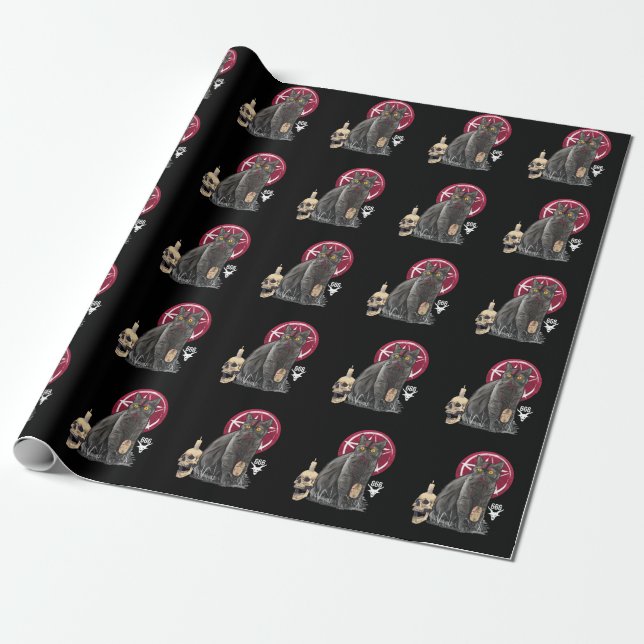 Satan Cat Occult Kitten Gothic Animal Funny Wrapping Paper (Unrolled)
