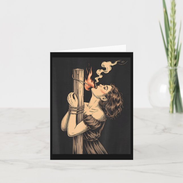 Satan Devil Hell Witch With Flames Cigarette Occul Card (Front)