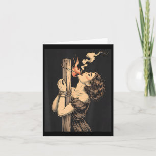 Satan Devil Hell Witch With Flames Cigarette Occul Card