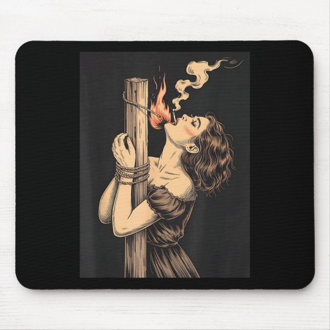 Satan Devil Hell Witch With Flames Cigarette Occul Mouse Mat (Front)