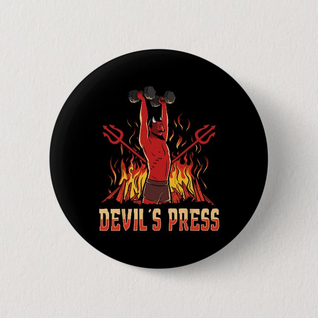 Satan Devil's Press Bodybuilding  6 Cm Round Badge (Front)