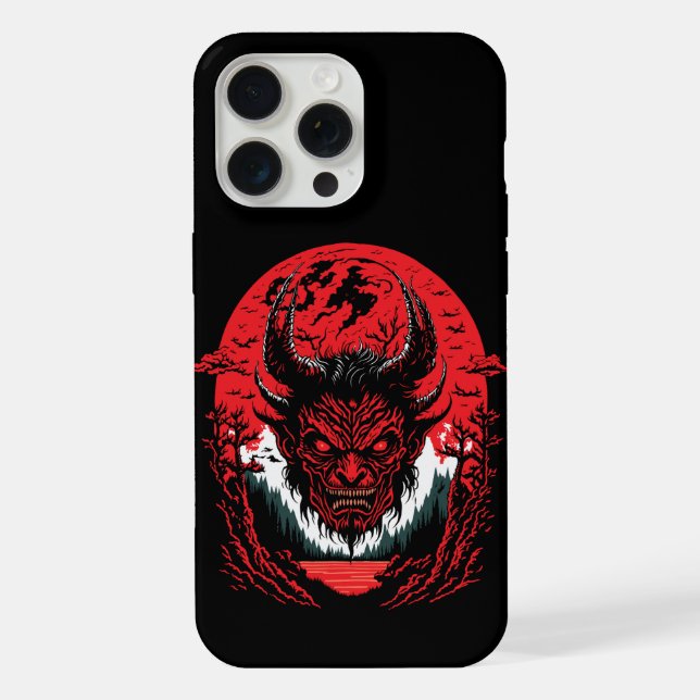 Satan Evil Face | Demon Head Graphic Design iPhone Case (Back)