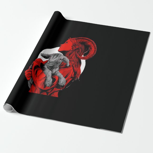 Satan Goat Gift Wrapping Paper (Unrolled)