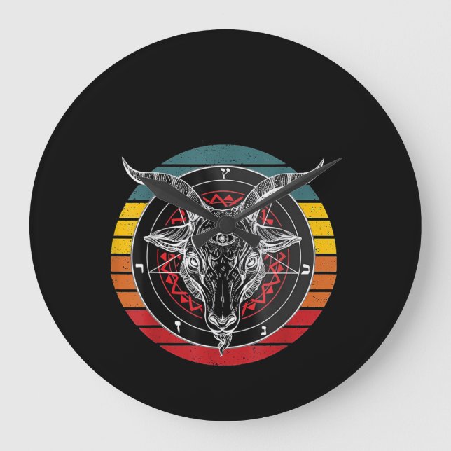 Satan Goat, Goat Gift Large Clock (Front)