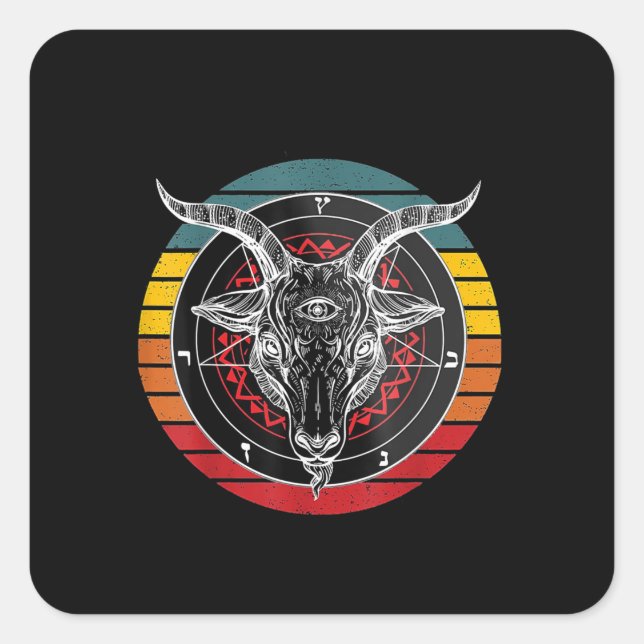 Satan Goat, Goat Gift Square Sticker (Front)