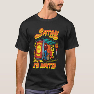 Satan Is Waiting At The Bus-Stop Funny Lucifer Gif T-Shirt